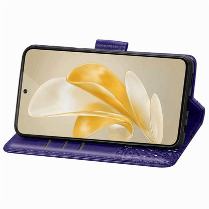 Pour l'étui de téléphone en cuir gaufré papillon amour fleur pour Vivo X100 Pro (violet)
