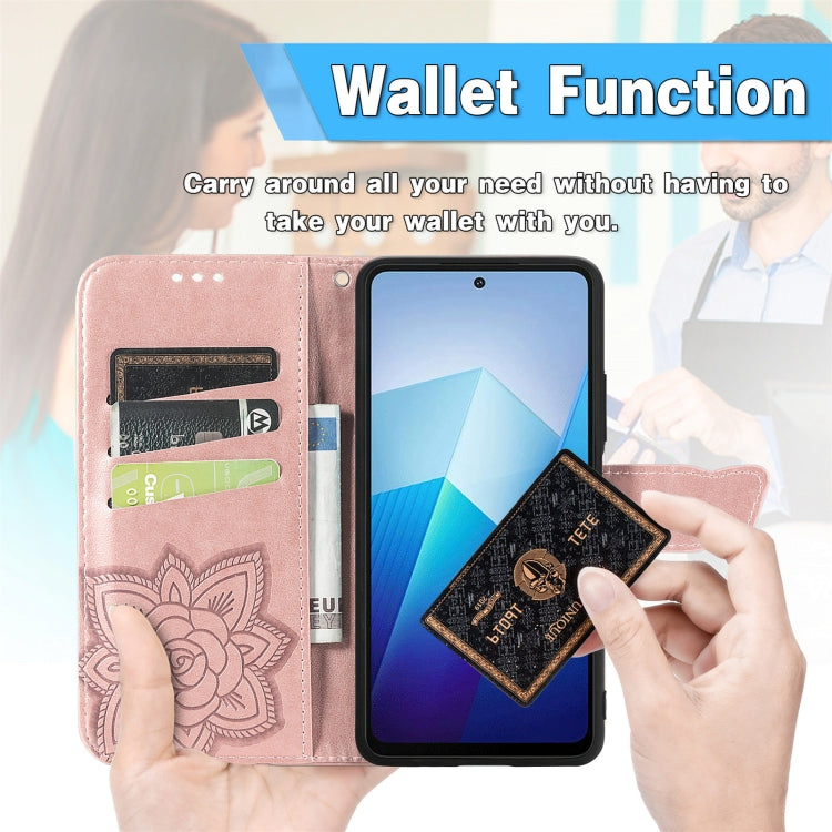 For vivo X100 Butterfly Love Flower Embossed Leather Phone Case(Blue)
