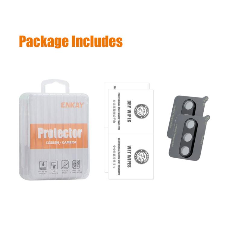 For Samsung Galaxy S25 FE 5G 2pcs ENKAY Hat-Prince 9H Rear Camera Lens Tempered Glass Film(Black)