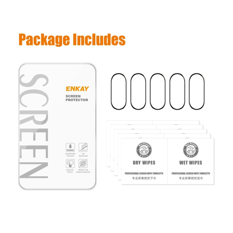 For Xiaomi Smart Band 9 5pcs ENKAY ENKAY 3D Full Coverage Soft PC Edge PMMA HD Screen Film