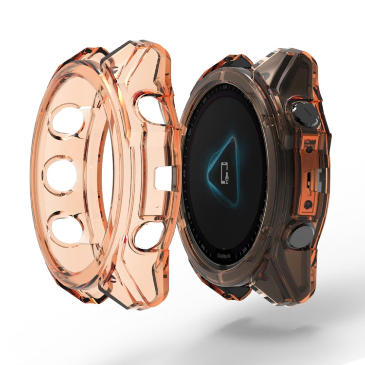 Pour Garmin Fenix 8 AMOLED 43mm ENKAY Hat-Prince Étui de protection antichute avec cadre en TPU transparent (Orange)