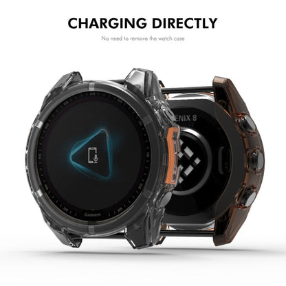 Pour Garmin Fenix 8 AMOLED 43mm ENKAY Hat-Prince Étui de protection antichute avec cadre en TPU transparent (Orange)