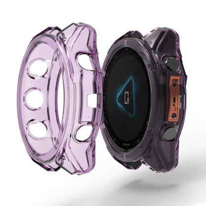 For Garmin Fenix 8 AMOLED / MIP 51mm ENKAY Hat-Prince Transparent TPU Frame Drop Protection Case(Purple)