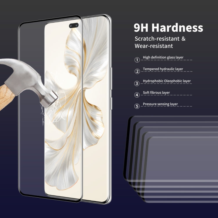 For Honor 100 Pro 5pcs ENKAY Hat-Prince Hot Bending Full Coverage Side Glue Tempered Glass Film