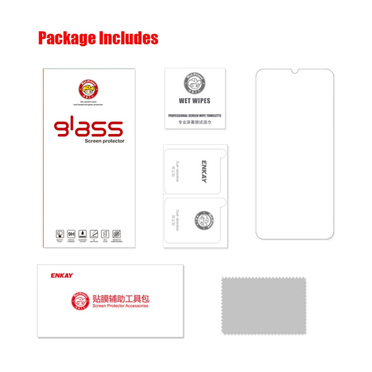 For Honor 70 Lite / X5 / X6 ENKAY 0.26mm 9H 2.5D High Aluminum-silicon Tempered Glass Film