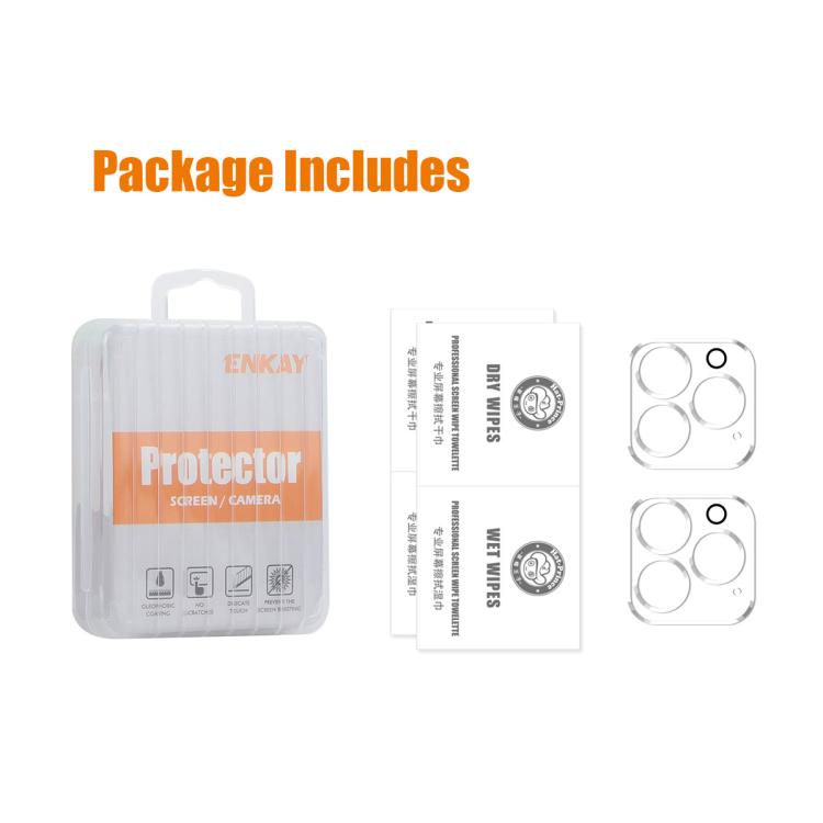 For iPhone 16 Pro / 16 Pro Max 2pcs ENKAY Hat-Prince 9H Rear Camera Lens Tempered Glass Film