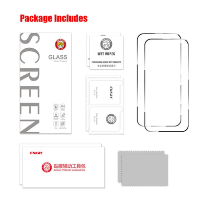 Pour iPhone 16 Pro Max 2 films en verre trempé ENKAY Full Glue haute teneur en aluminium-silicium