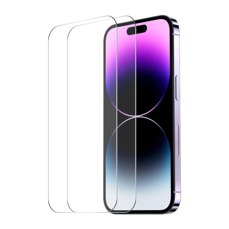 For iPhone 16 Plus 2pcs NKAY 0.26mm 9H 2.5D High Aluminum-silicon Tempered Glass Film