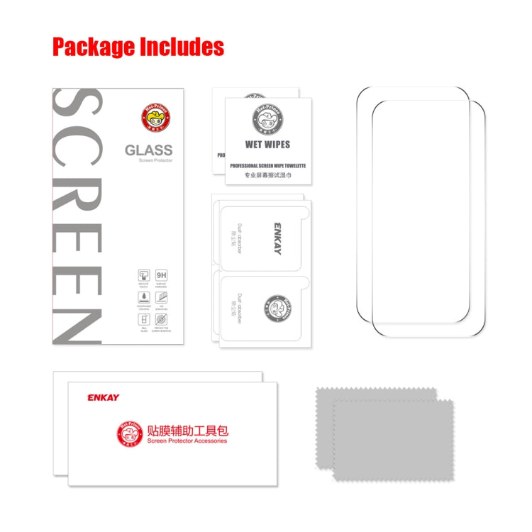 For iPhone 16 Plus 2pcs NKAY 0.26mm 9H 2.5D High Aluminum-silicon Tempered Glass Film