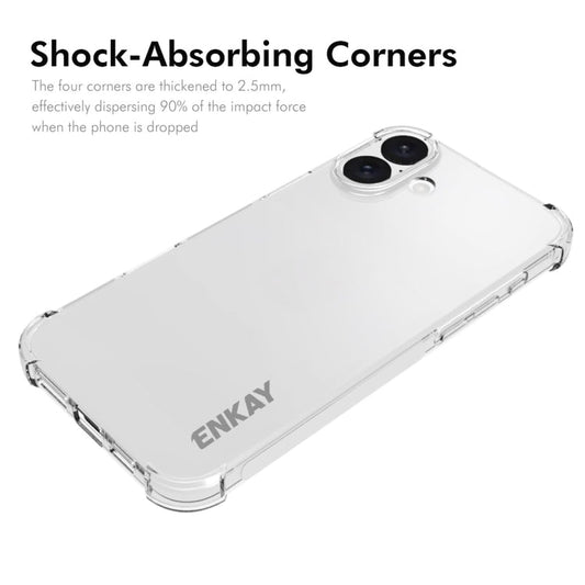 For iPhone 16 ENKAY Hat-Prince Transparent TPU Shockproof Phone Case