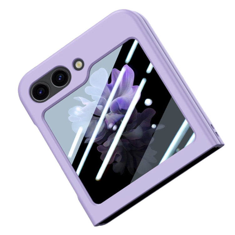 Pour Samsung Galaxy Z Flip6 / Flip7 FE JUNSUNMAY Coque de Téléphone Pliable en PC Lisse + Protecteur en Verre Trempé 9H (Vert Clair)