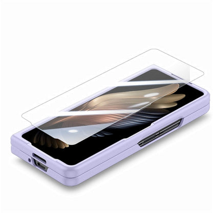 For Samsung Galaxy Z Fold6 JUNSUNMAY Smoothly PC + 9H Tempered Glass Protector Folding Phone Case(Dark Green)