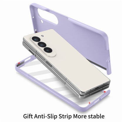 For Samsung Galaxy Z Fold6 JUNSUNMAY Smoothly PC + 9H Tempered Glass Protector Folding Phone Case(Dark Green)