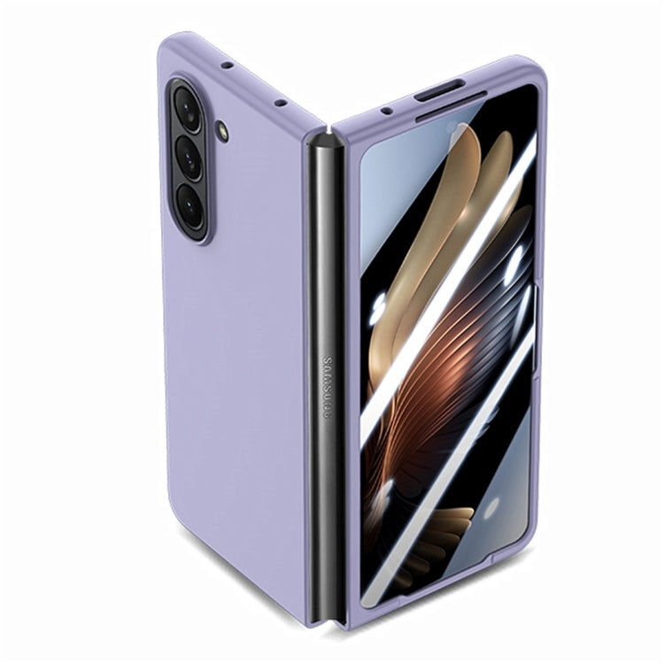 For Samsung Galaxy Z Fold6 JUNSUNMAY Smoothly PC + 9H Tempered Glass Protector Folding Phone Case(Dark Green)