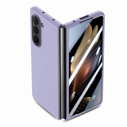 For Samsung Galaxy Z Fold6 JUNSUNMAY Smoothly PC + 9H Tempered Glass Protector Folding Phone Case(Dark Green)