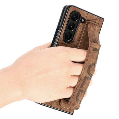 For Samsung Galaxy Z Fold6 JUNSUNMAY Retro Pattern Leather Skin PC Folding Phone Case with Pen Slot(Purple)