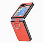 Pour Samsung Galaxy Z Flip6 / Flip7 FE JUNSUNMAY Coque de téléphone pliable en cuir litchi PC avec anneau de téléphone (orange)