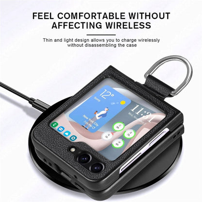 Pour Samsung Galaxy Z Flip6 / Flip7 FE Étui de téléphone pliable JUNSUNMAY en cuir litchi avec anneau de téléphone (rouge)