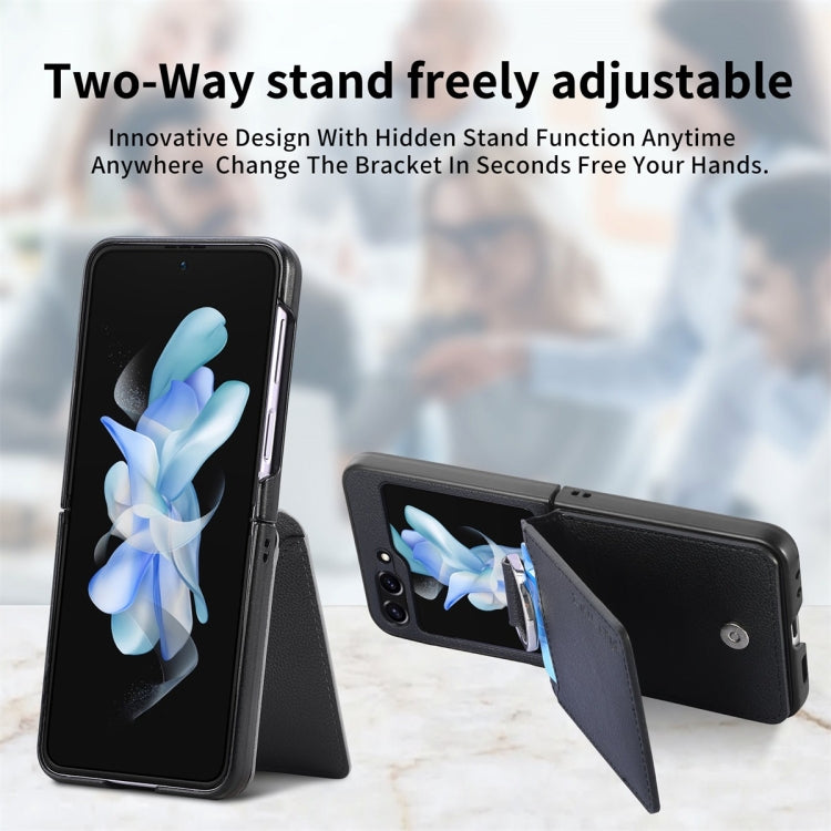 For Samsung Galaxy Z Flip6 / Flip7 FE JUNSUNMAY Litchi Leather Skin PC Folding Phone Case(Black)