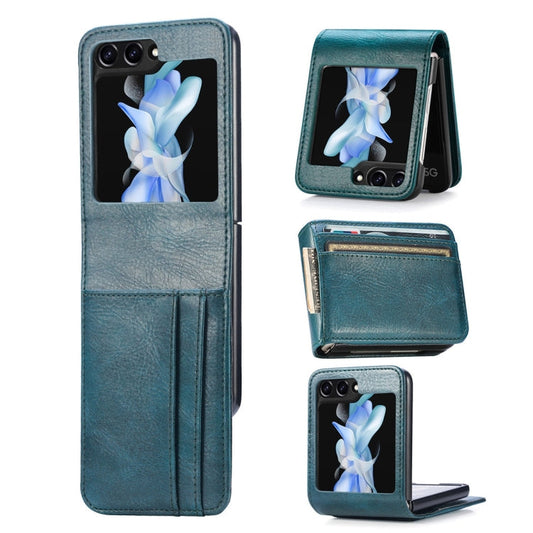 For Samsung Galaxy Z Flip6 / Flip7 FE JUNSUNMAY PU Leather Folding Phone Case with Card Slots(Blue)