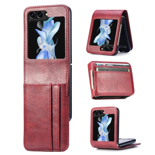 For Samsung Galaxy Z Flip6 / Flip7 FE JUNSUNMAY PU Leather Folding Phone Case with Card Slots(Red)