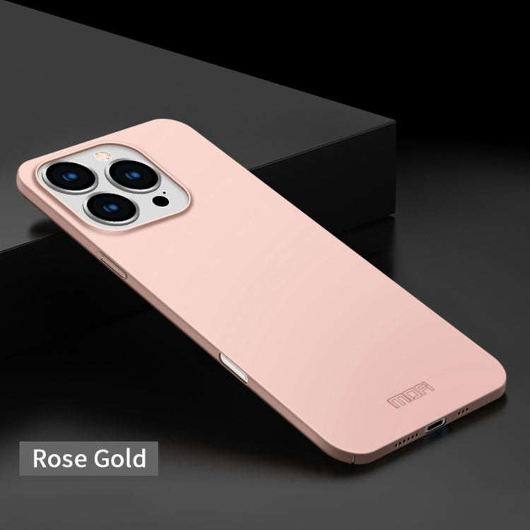 Pour iPhone 16 Pro MOFI Coque de téléphone rigide ultra-fine en PC dépoli (Or Rose)