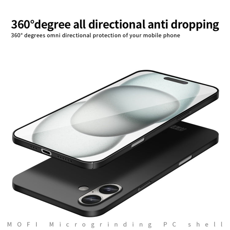 For iPhone 16 MOFI Frosted PC Ultra-thin Hard Phone Case(Black)
