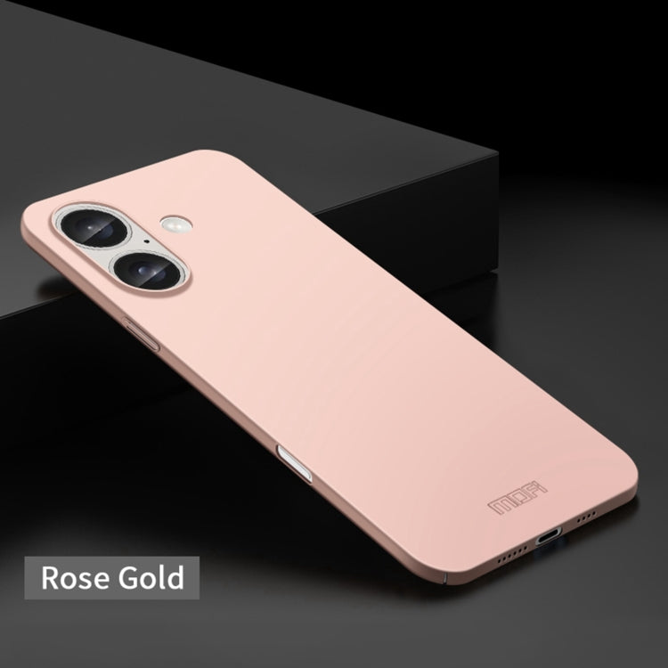 For iPhone 16 Plus MOFI Frosted PC Ultra-thin Hard Phone Case(Rose Gold)