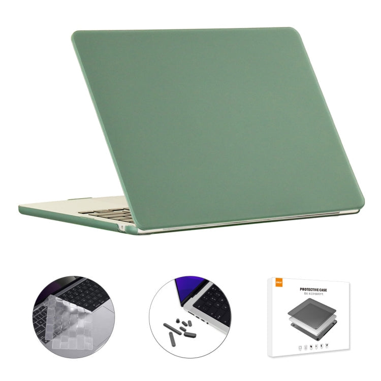 Pour MacBook Air 15.3 A2941 ENKAY Version US Coque de protection mate 3 en 1 avec film de clavier en TPU et capuchons anti-poussière (vert foncé)