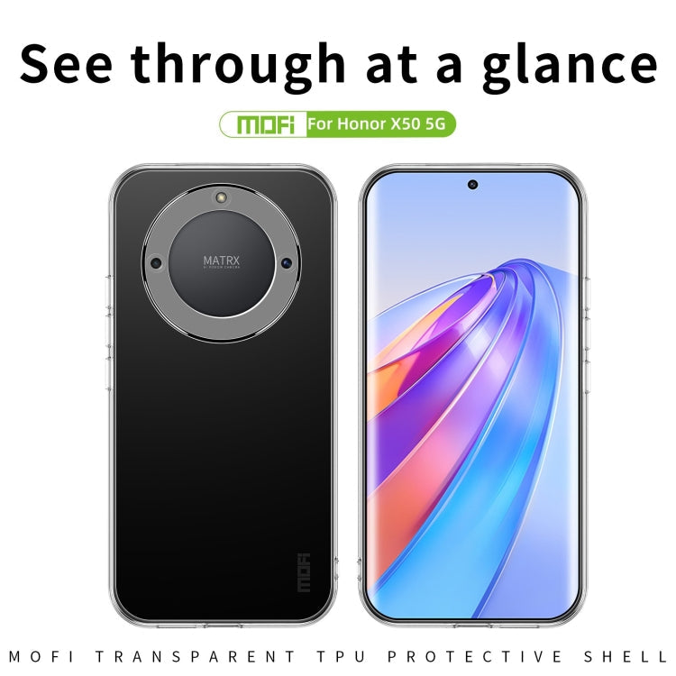 Pour Honor X50 5G Étui de téléphone TPU ultra-mince de la série MOFI Ming (transparent)