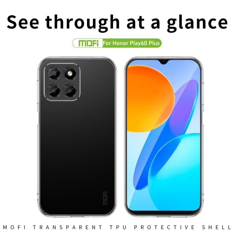 Pour Honor Play 60 Plus Étui de téléphone en TPU ultra-mince série MOFI Ming (Transparent)