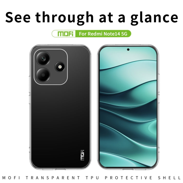 Pour Xiaomi Redmi Note 14 5G Coque de téléphone en TPU ultra-mince série MOFI Ming (Transparent)
