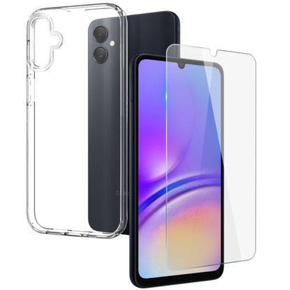 Pour Samsung Galaxy A05 4G NORTHJO Coque de Téléphone en TPU Transparent avec Film de Verre Trempé (Transparent)