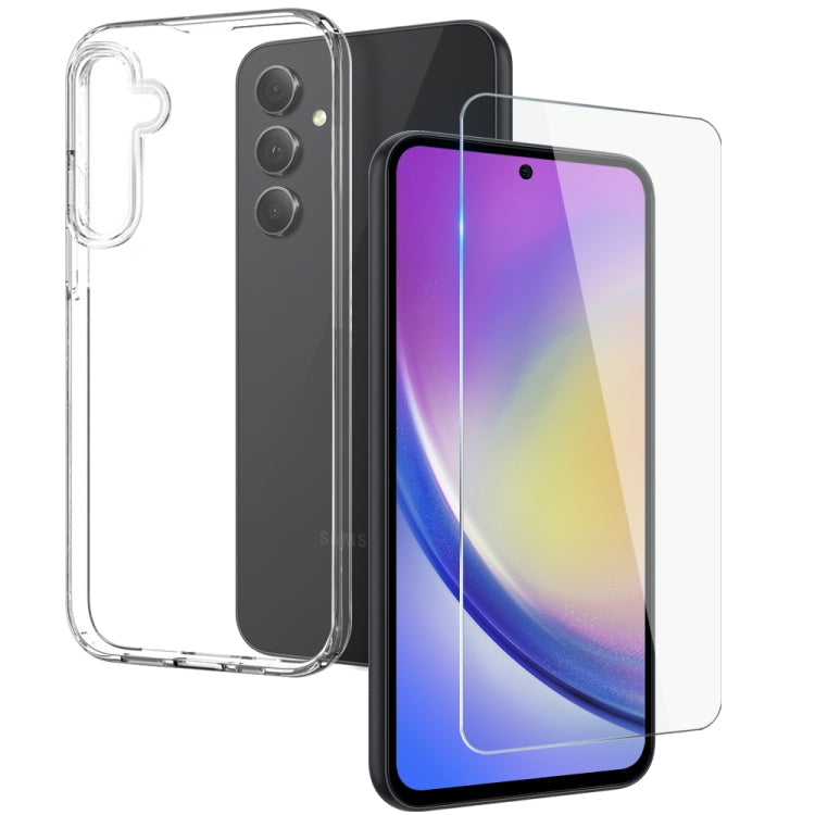 Pour Samsung Galaxy A35 5G NORTHJO Coque de téléphone en TPU transparent avec film en verre trempé (transparent)