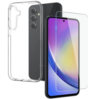 Pour Samsung Galaxy A35 5G NORTHJO Coque de téléphone en TPU transparent avec film en verre trempé (transparent)