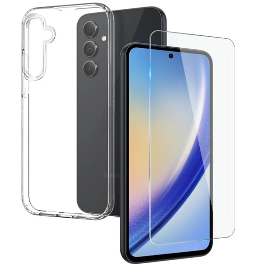 For Samsung Galaxy A55 5G NORTHJO Transparent TPU Phone Case with Tempered Glass Film(Transparent)