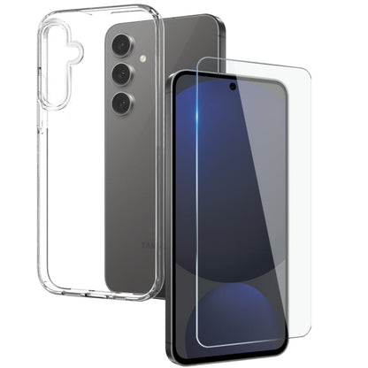 For Galaxy S24 FE 5G NORTHJO Transparent TPU Phone Case with Tempered Glass Film(Transparent)
