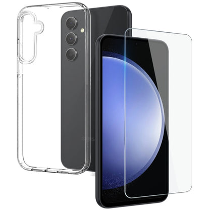 For Samsung Galaxy S23 FE 5G NORTHJO Transparent TPU Phone Case with Tempered Glass Film(Transparent)