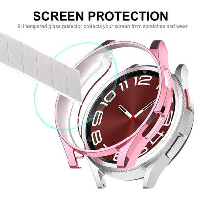 For Samsung Galaxy Watch6 Classic 43mm ENKAY Hat-Prince Electroplated Soft TPU Case + 0.2mm 9H Glass Screen Protector(Black)