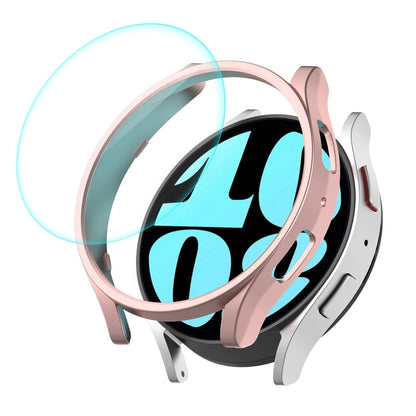 For Samsung Galaxy Watch6 44mm ENKAY Hat-Prince Electroplated Hard PC Case + 0.2mm 9H Glass Screen Protector(Rose Gold)