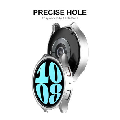 For Samsung Galaxy Watch6 44mm ENKAY Hat-Prince Electroplated Hard PC Case + 0.2mm 9H Glass Screen Protector(Silver)