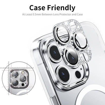 For iPhone 15 Pro / 15 Pro Max ENKAY Hat-Prince Blink Diamond Camera Lens Aluminium Alloy + Tempered Glass Full Coverage Protector(Black)