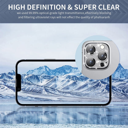 For iPhone 15 Pro / 15 Pro Max ENKAY Hat-Prince Blink Diamond Camera Lens Aluminium Alloy + Tempered Glass Full Coverage Protector(Black)