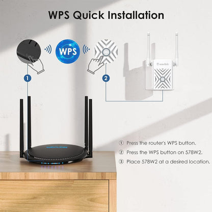 WAVLINK WN578W2 Pour la maison et le bureau, Répéteur WiFi sans fil N300, Amplificateur de signal, Fiche : Prise US