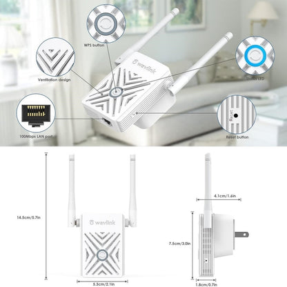 WAVLINK WN578W2 For Home Office N300 WiFi Wireless AP Repeater Signal Booster, Plug:EU Plug