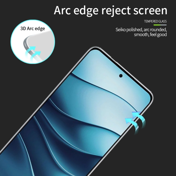 Pour Xiaomi Redmi Note 14 5G MOFI Film de protection d'écran incurvé en verre trempé anti-explosion 3D 9H (Noir)