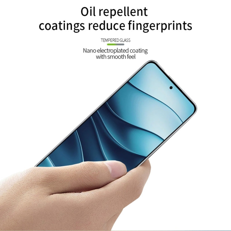 Pour Xiaomi Redmi Note 14 5G MOFI Film de protection d'écran incurvé en verre trempé anti-explosion 3D 9H (Noir)