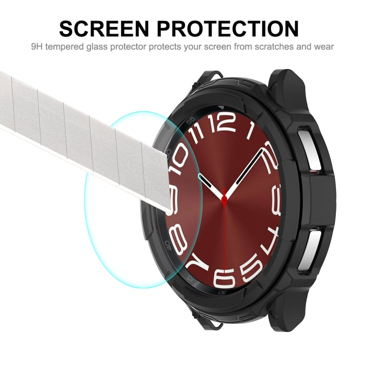 For Samsung Galaxy Watch6 Classic 47mm ENKAY Hat-Prince 2 in 1 TPU Armor Watch Case + 0.2mm 9H Tempered Glass Screen Protector(Dark Blue)
