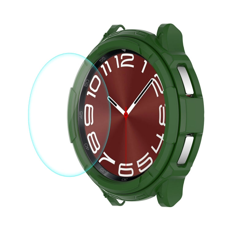 Pour Samsung Galaxy Watch6 Classic 43mm ENKAY Hat-Prince 2 en 1 coque de protection TPU Armor + protection d'écran en verre trempé 9H de 0,2mm (vert foncé)