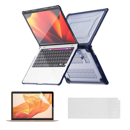 Pour MacBook Air 13,3 A2179/A2337 ENKAY Hat-Prince Étui de protection 3-en-1 avec support Coque rigide avec film de clavier en TPU / protecteur d'écran PET, Version : US (Bleu foncé)